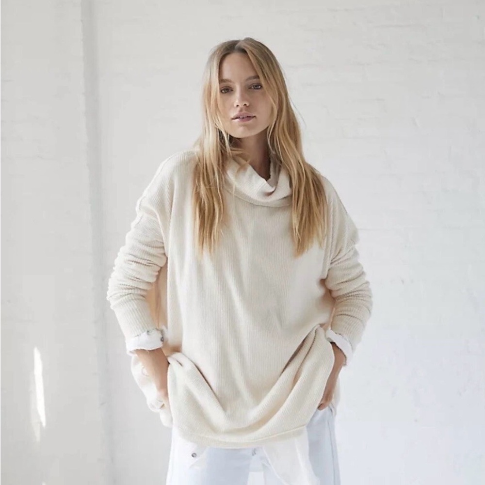 We The Free Free people The Rosa Ribbed Long- Sleeve Moon Rising Size XL